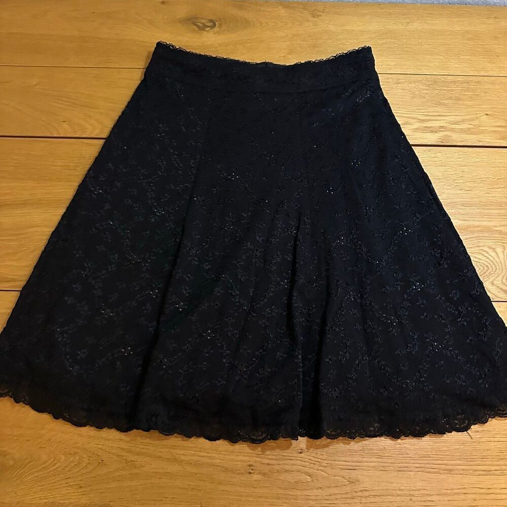 Cabi vintage black lace eyelet skirt flared large style 315
